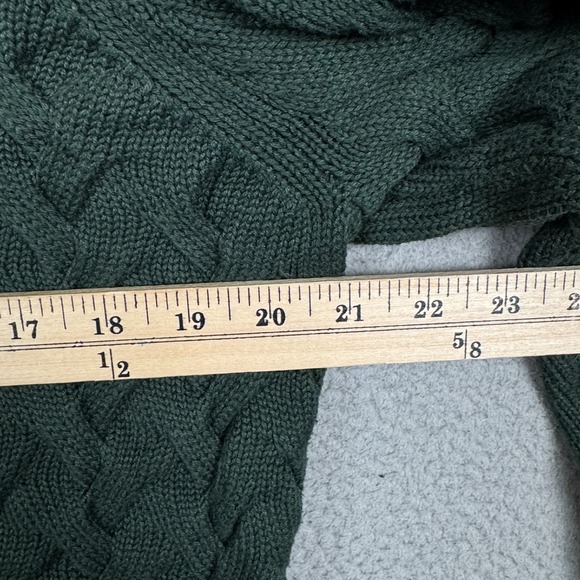 Lands End Sweater Kids L Green‎ Drifter Cable Knit Cotton Fisherman Preppy Warm - Picture 9 of 10